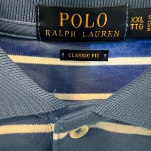 Polo by Ralph Lauren Men's Blue and White Striped Polo